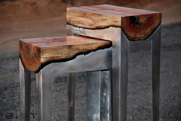 در این قسمت تصویر نمونه از ترکیب چوب و فلز در دکوراسیون با استفاده از میز عسلی قرار گرفت.