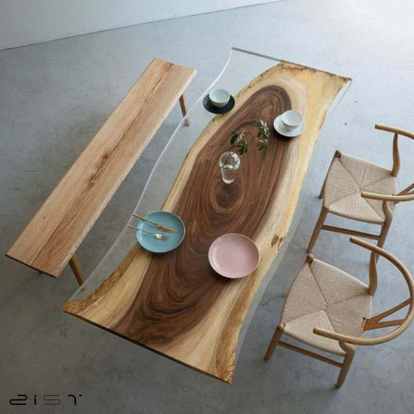 اگر به سبک مدرن و یا سبک‌های تلفیقی علافه مند هستید میز ناهار خوری چوب و رزین یک انتخاب عالی برای شما است
