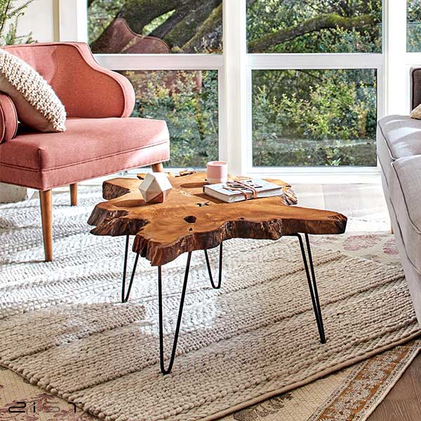 میز جلو مبلی چوبی یک انتخاب عالی برای رسیدن به یک دکوراسیون چوبی مدرن برای اتاق پذیرایی