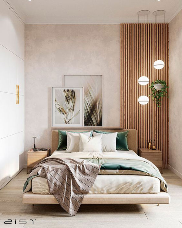 یک دکوارسیون چوبی ساده برای دیزاین اتاق خواب