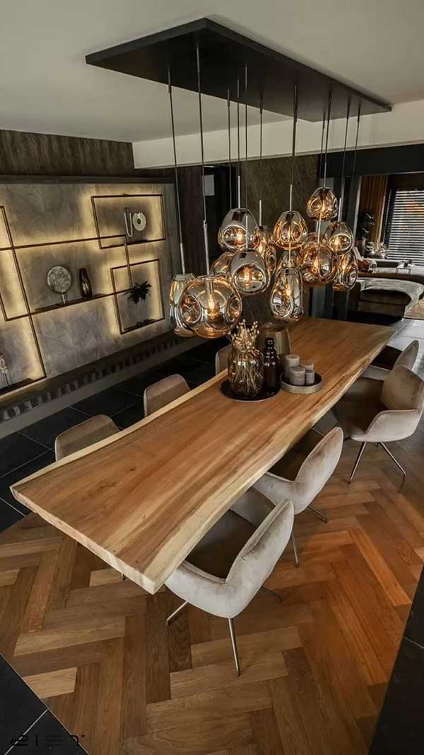 میز ناهار خوری چوبی یک انتخاب عالی برای دکوراسیون چوبی آشپزخانه