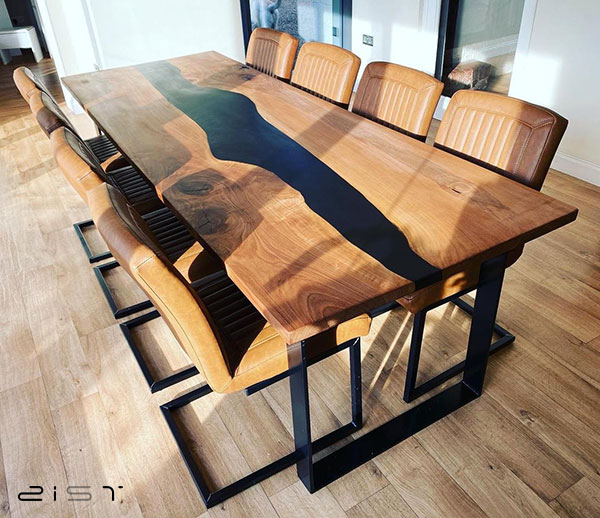 میز ناهار خوری چوب و رزین یک مدل مدل میز ناهار خوری شش نفره جذاب و لوکس است که برای هر نوع سبک دکوراسیون داخلی مناسب است.