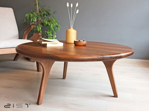 میز جلو مبلی چوبی باهر سبک دکوراسیون داخلی همخوانی دارد