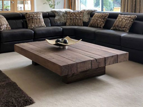 در این تصویر یک نمونه میز جلو مبلی شیک و خاص چوبی را مشاهده میکنید