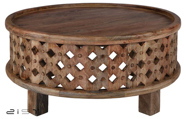 در این تصویر یک مدل میز جلو مبلی مینیمال چوبی را مشاهده میکنید