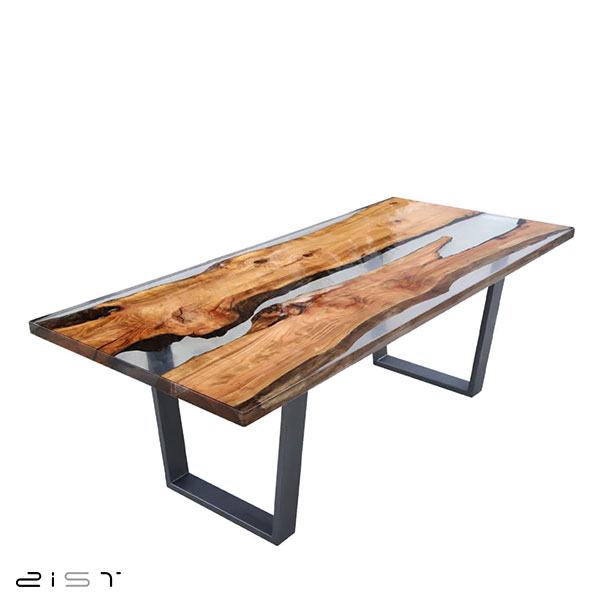 یکی دیگر از انواع جدیدترین مدل های میز تلویزیون چوبی، میزهای تلویزیون چوب و رزین هستند
