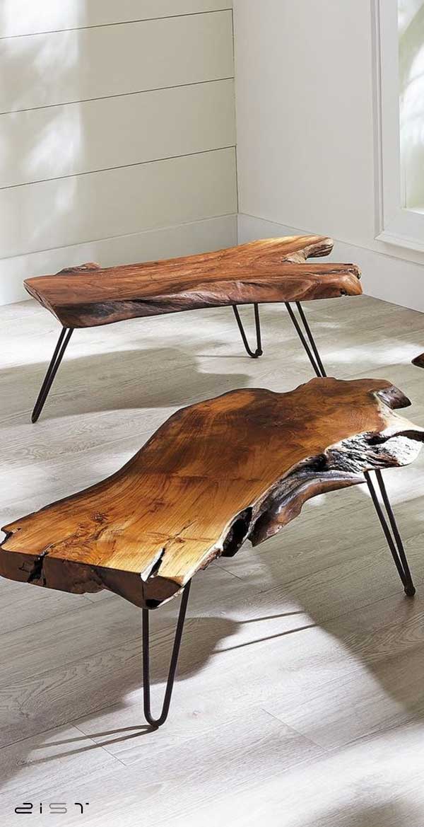 در این تصویر و نمونه جذاب از میز جلو مبلی چوب و فلز را مشاهده میکنید